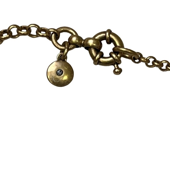 J Crew Statement Necklace Green Blue Tassels Gold Tone - Picture 5 of 6